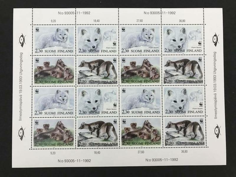 1993 #芬蘭 #WWF #北極雪狐保育小版張400元