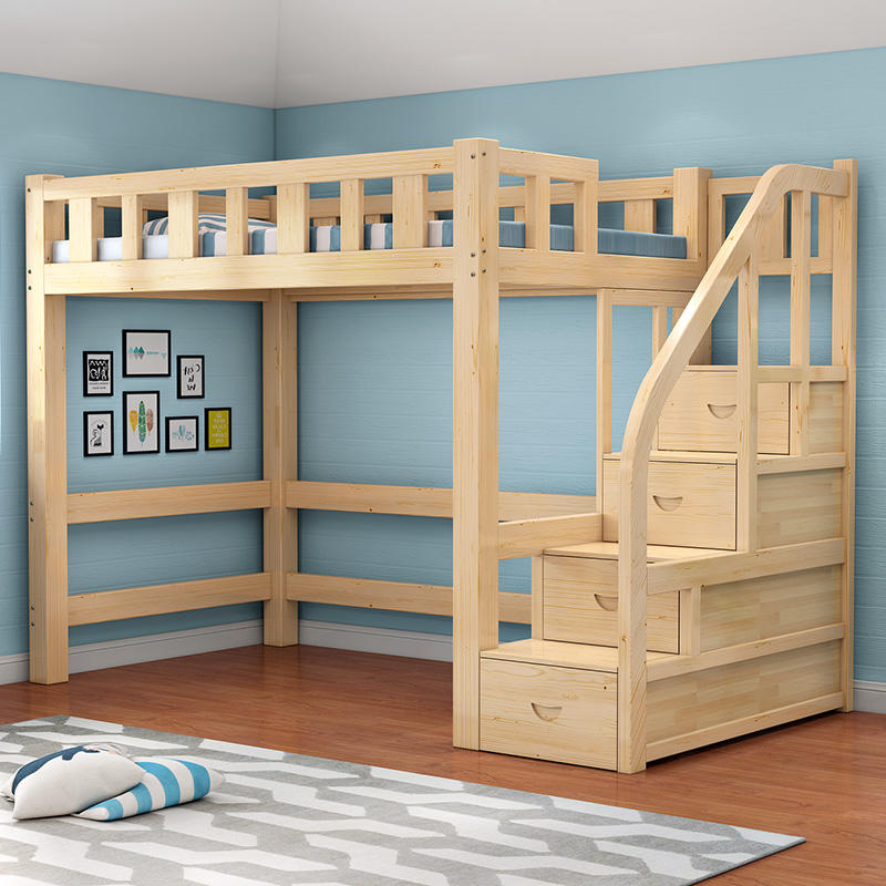 【可到付 刷卡分期0利率】高架床 實木床雙層床 兒童床100cm*200cm梯櫃床 送床墊