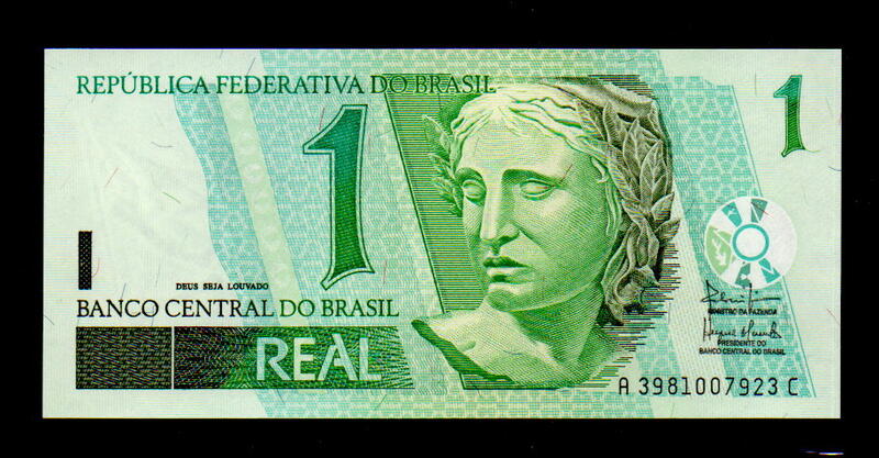 【低價外鈔】巴西 2003 年 1 Real 紙鈔一枚 蜂鳥圖案 絕版少見~