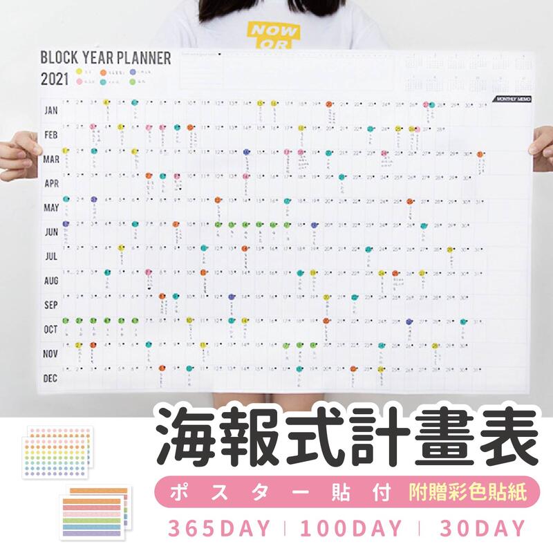 【現貨-免運費！台灣寄出】年度計畫表 全年計畫表 海報式超大年曆 月曆 日程表 掛曆【BE563】