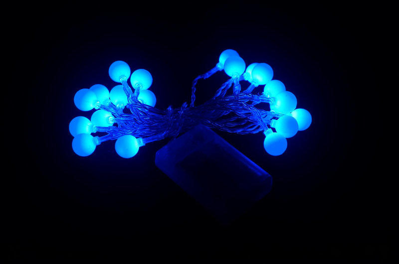 發光派對屋(西門中華店)@LED20顆燈泡泡糖果電池燈串(藍色250CM)