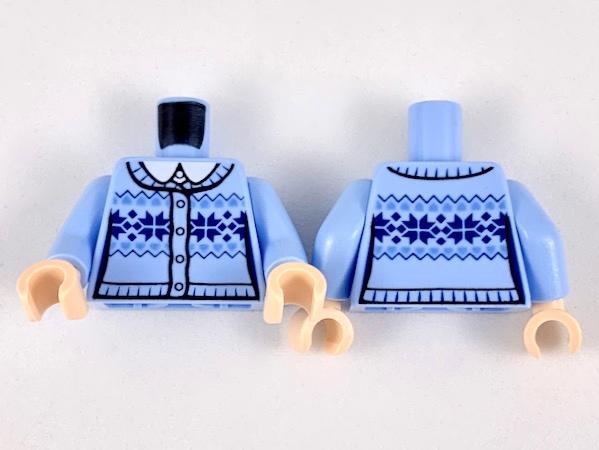 樂高 LEGO  亮淺藍色 雪花毛衣 膚色手 人偶身體/上半身