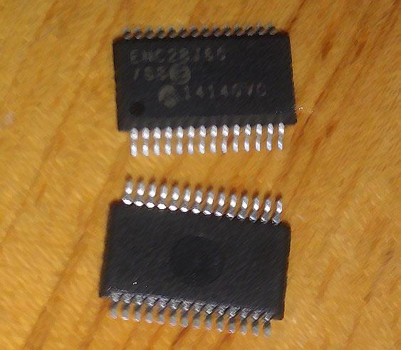 全新 ENC28J60-I/SS SPI介面乙太網控制晶片 SSOP28封裝  (2個一拍)