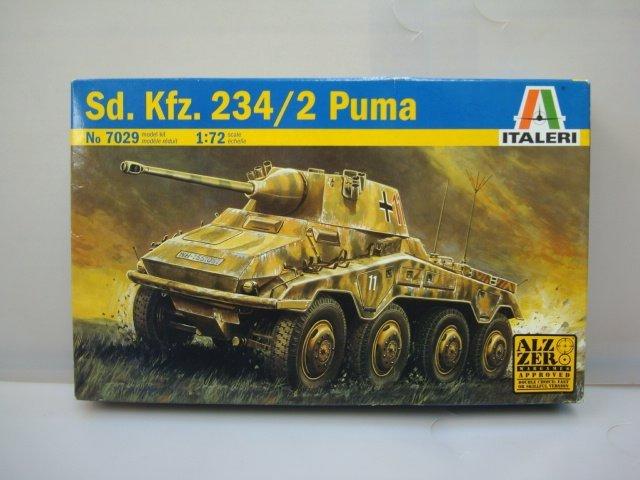 二戰德軍八輪裝甲車Sd.Kfz.234/2 Puma~比例1/72拼裝上色坦克模型~義大利出品~NO.7029