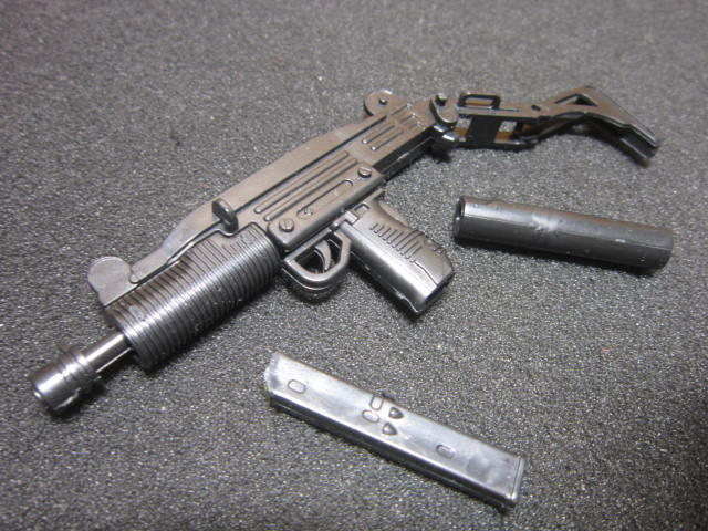 B2兵工裝備 黑色款1/6滅音筒型UZI烏茲衝鋒槍一把 mini模型