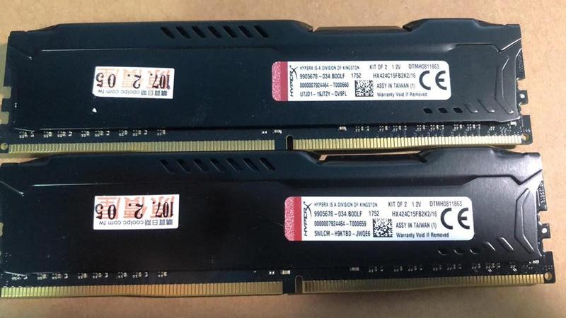 桌電記憶體 Kingston金士頓 HYPERY DDR4 2400 8G*2黑色散熱片