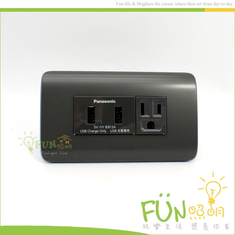 [Fun照明]公司貨 附發票 國際牌 Panasonic RISNA 雙USB快充插座 2A 3A 組合 插座 附蓋板