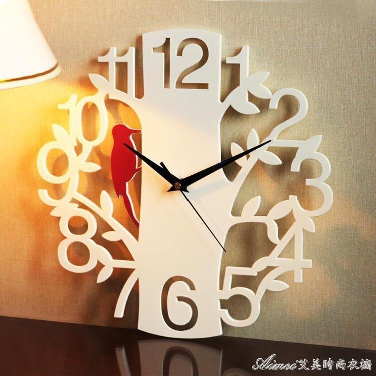掛鐘個性靜音藝術時尚創意客廳大號掛錶時鐘數字啄木鳥鐘錶艾美時尚衣櫥