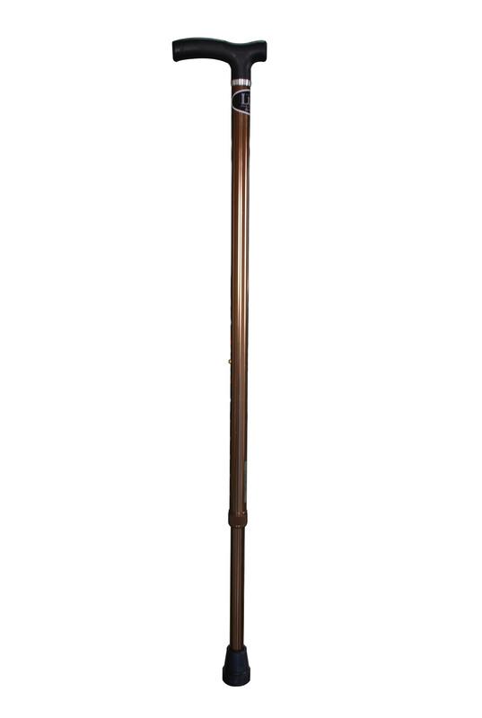 【台灣製造】頂級外銷 鋁合金 鋁製 十段式伸縮 單手拐 休閒手杖 拐杖 伸縮杖 登山杖 LUCY CA-201 古銅色