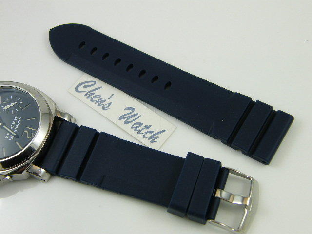 錶帶屋 高級矽深藍膠錶帶24mm有效替代同規格panerai IWC及各品牌潛水 運動手錶