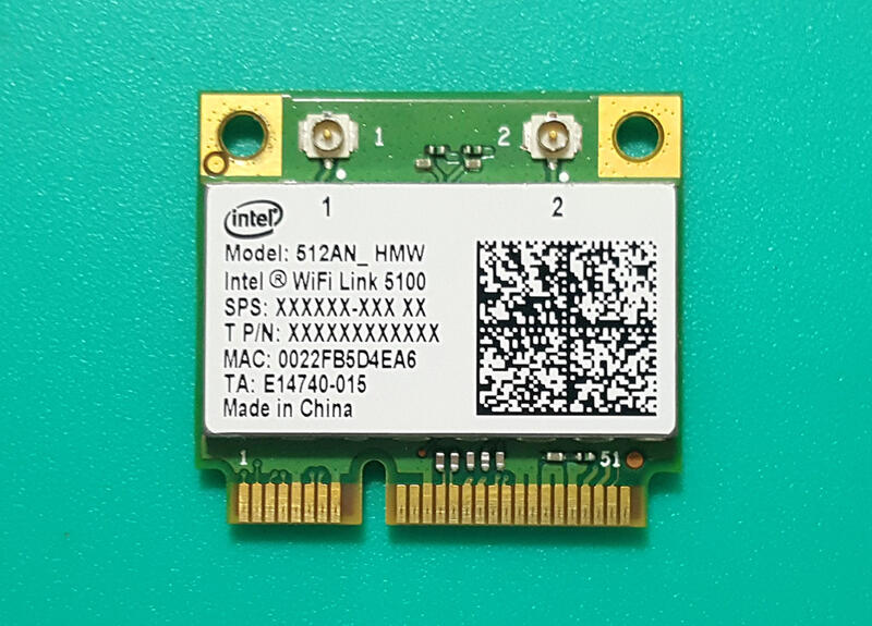 筆電無線網卡 intel WiFi Link 5100 AGN_ mini PCI-E半高型  (二手良品)