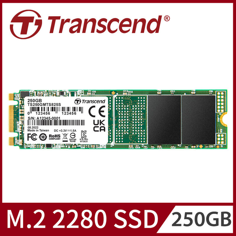 【千岱電腦】Transcend 創見 M.2 SSD 825S 250GB SATA III M.2 固態硬碟
