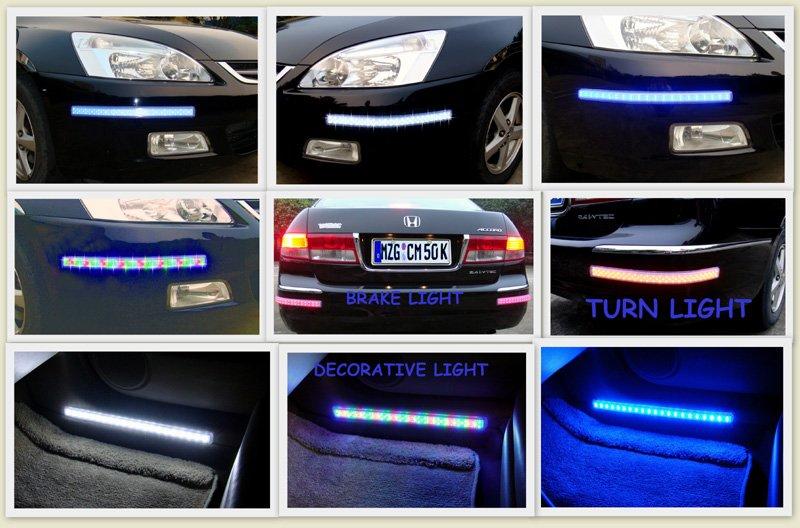 超划算(一對)車用防碰條 防撞條 軟式汽車防撞LED警示轉彎煞車燈條黃燈/藍燈/白燈三色任選(可彎曲)計程車推薦
