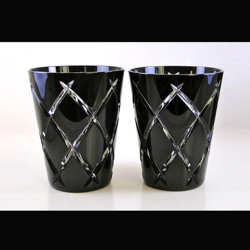 匈牙利AJKA 手工水晶杯 黑色切角威士忌杯 x 2