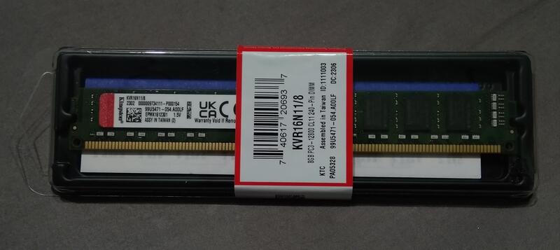 金士頓 Kingston KVR16N11/8 8GB DDR3 1600 桌上型記憶體