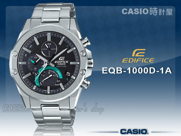 CASIO 時計屋 EQB-1000D-1A EDIFICE 太陽能藍牙三眼男錶 防水100米 EQB-1000D