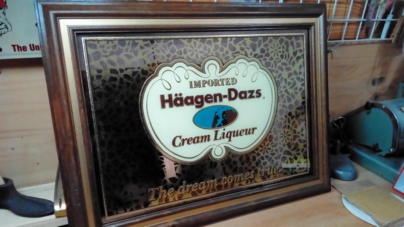 *1966倉庫/美國80年代Haagen Dazs(Cream Liqueur)酒吧裝飾鏡~全新庫存未使用