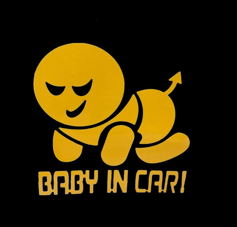 【SPSP】BABY IN CAR 惡魔小孩 DIY 反光車貼/汽車貼紙/機車貼紙/警告標語/趣味貼紙/反光貼紙
