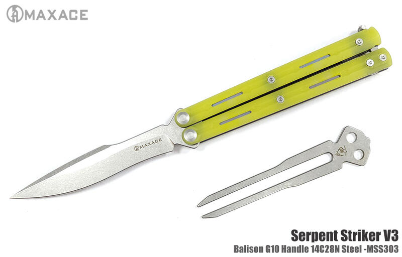 <刀之林>Maxace Serpent Striker V3 新海蛇V3 G10柄矛刃蝴蝶刀(附