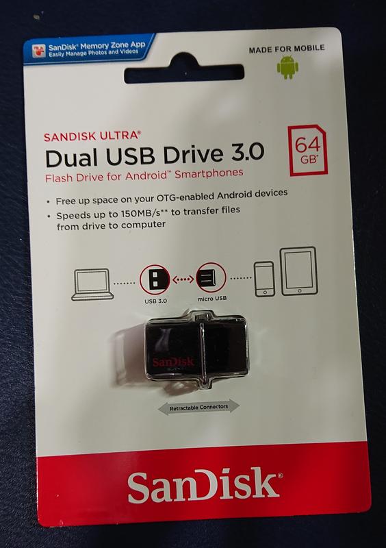 Sandisk Ultra Dual OTG 64G micro USB 3.0 雙頭 隨身碟 150MB/s 黑色