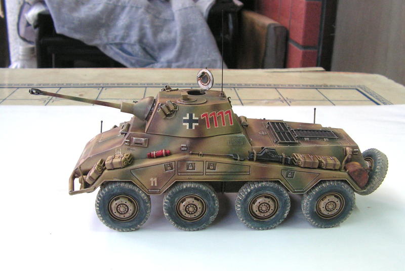 (全手工完成品/已售出)二戰德軍 Sd.Kfz.234/2 PUMA美洲獅/重型裝甲砲車[改造光影迷彩粉彩塗裝等1/35