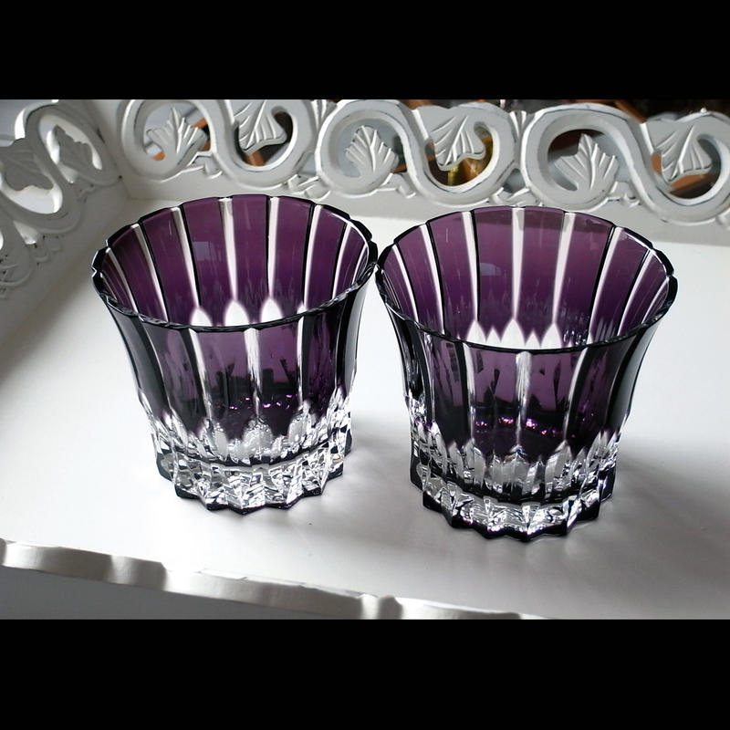 匈牙利 AJKA 手工水晶杯 紫色威士忌杯 x 2