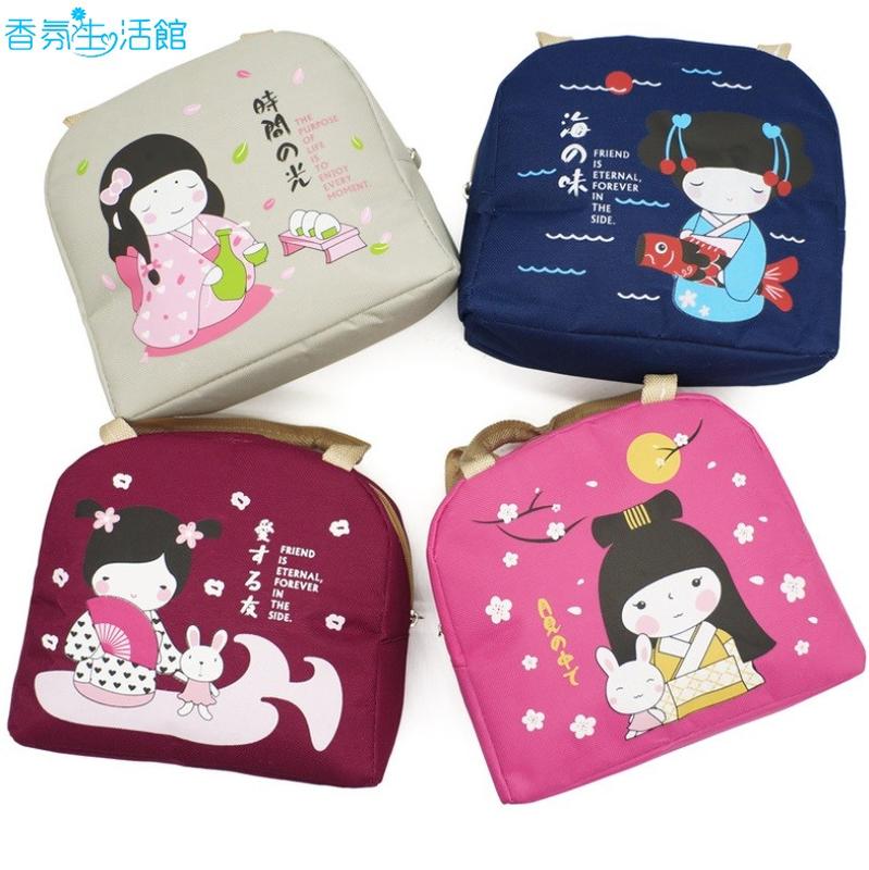 【香氛生活】日系女孩防水牛津布手提便當袋 餐盒袋 手提袋 保溫袋 手提保溫袋 野餐袋