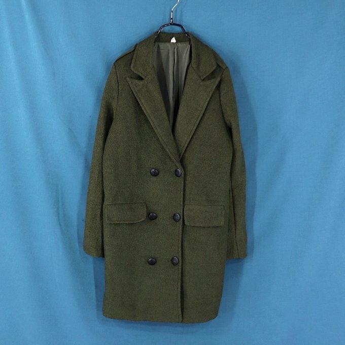 ↘出清衣櫃 ~【Han yun】綠系 雙排釦 羊毛大衣外套 M號