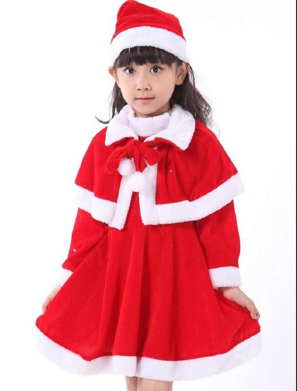 兒童 金絲絨 毛絨 聖誕服 聖誕裝 聖誕節 洋裝 連身裙 服裝 衣服(耶誕、聖誕、交換、禮物、派對、舞會、表演、女童)