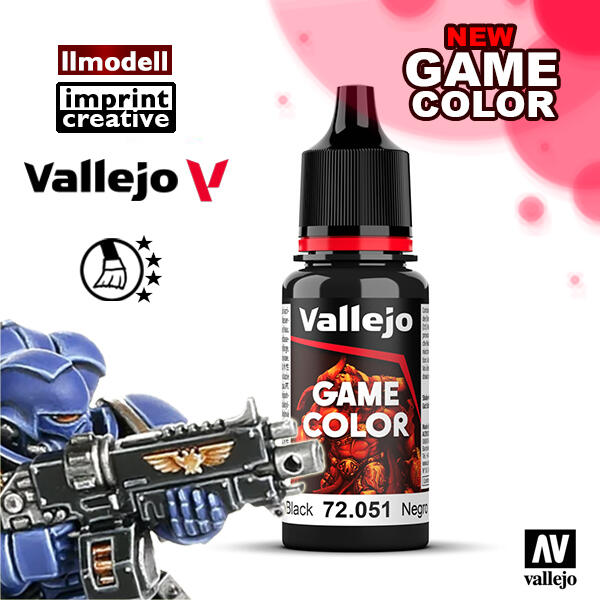 ㊣ AV Vallejo Game 72051 黑色水性漆 Black 戰棋鋼彈水性模型漆壓克力顏料