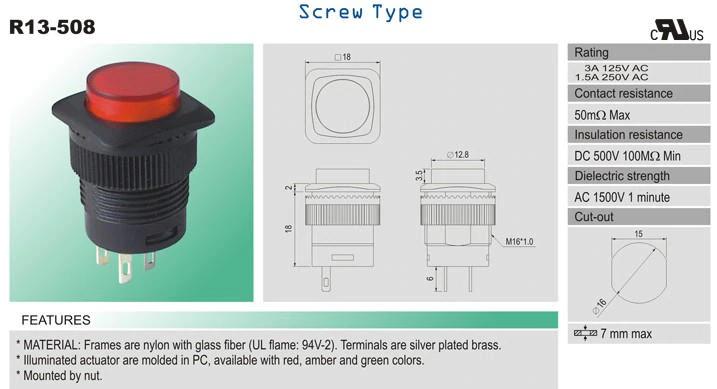 R13 508 ON OFF 3VdcLED