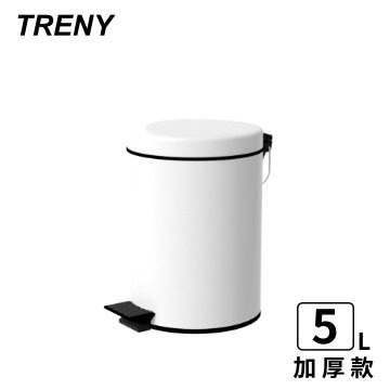 【TRENY直營】TRENY 加厚 緩降 不鏽鋼垃圾桶 5L (白) 防臭 客廳 房間 衛浴 廁所 1704