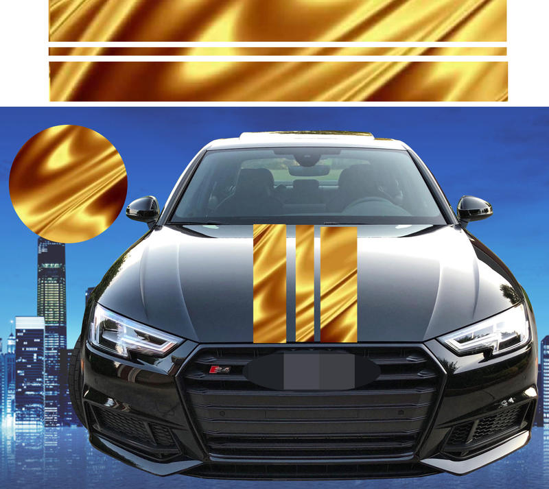 汽車通用車貼 金色D款 汽車直線車貼 PVC貼紙 引擎蓋貼紙 刮痕遮擋貼 防水防曬貼
