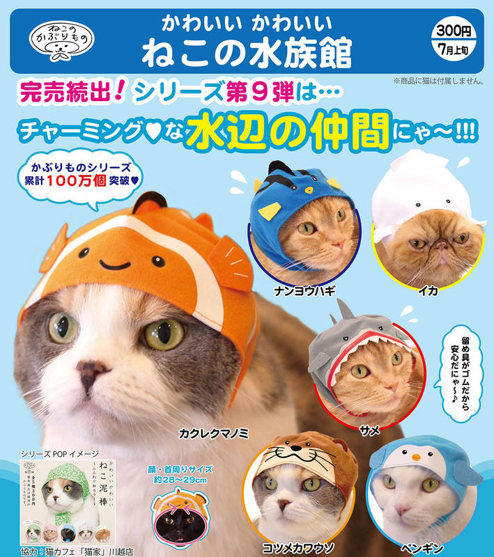 【JPS日貨】日本全新現貨日空版 扭蛋 轉蛋 貓咪 可愛造型 小帽 水族館系列