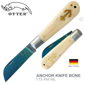"電筒魔" 德國 OTTER Anchor折刀(燒色刀刃)–牛骨握柄 #173 KN ML