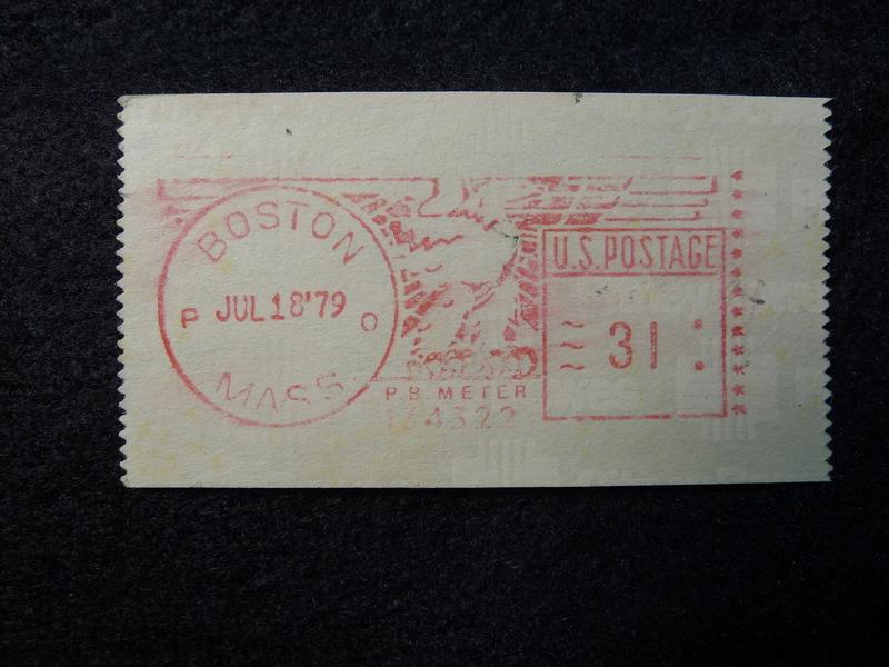 [收藏小品](集戳)1979年  US  MASS.BOSTON 郵資機蓋戳 壹枚  P31