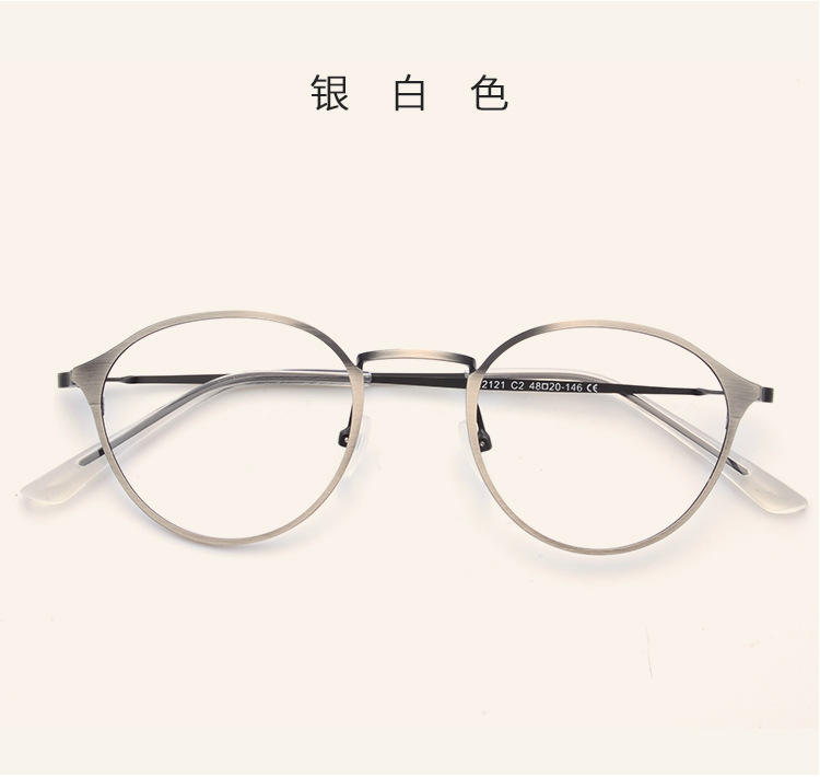【回】〈現貨〉韓版復古輕巧文青圓框無度數眼鏡〔銀白色〕 平光眼鏡 可自行配度數 小清新