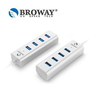 BROWAY USB 3.0 4PORT HUB集線器 鋁合金 時尚銀(缺貨中)