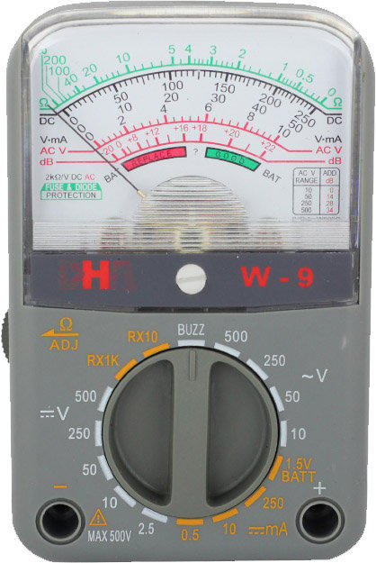 [錶王 MK] DHA 電錶專賣 W-9 指針三用電錶 新式迷你型 導通蜂鳴 (可開三聯式發票)