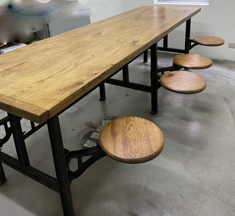 美國進口復古工業風餐桌，會議桌，含8張椅子