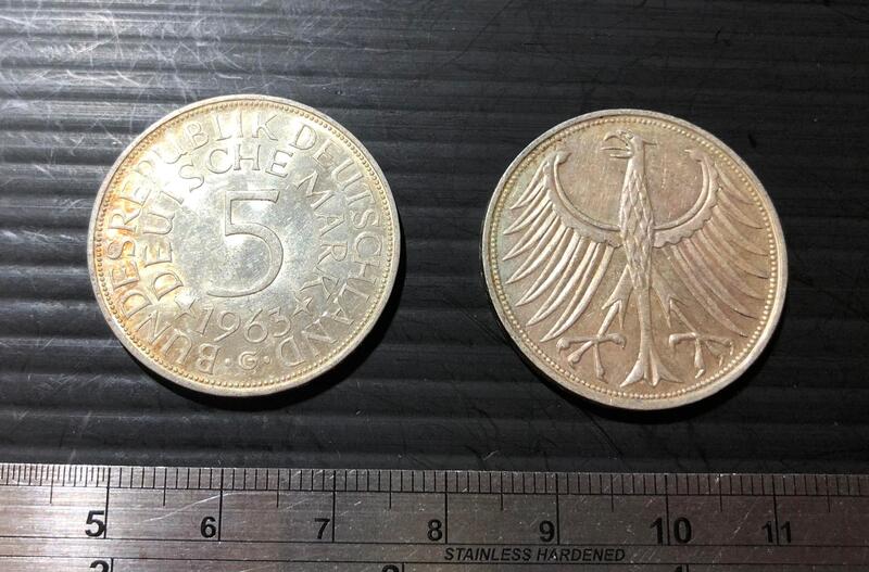 【超值硬幣】德國(西德) 1951-74年 5MARK 德國馬克 銀幣一枚 絕版少見~(使用過品相)
