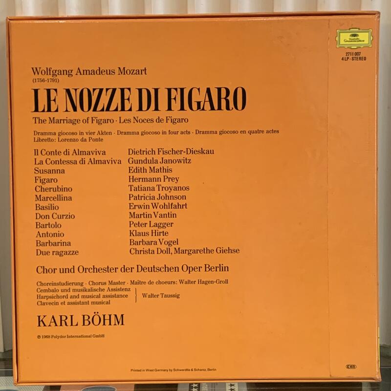 鳴曲音響] 莫札特(Mozart) - 費加洛婚禮(Le Nozze Di Figaro)，四片裝