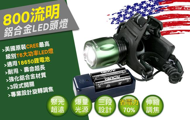 耐嘉 KINYO LED-618 流明鋁合金 LED 頭燈/爆亮光源/聚光超遠/夜燈/露營燈/登山燈/附電池與充電器