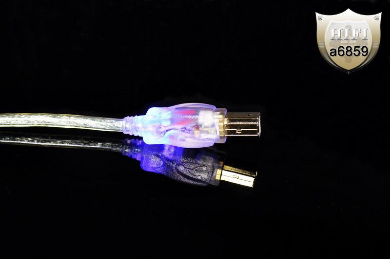 USB DAC 信號傳輸線 帶藍光指示燈(3U以上鍍金頭)