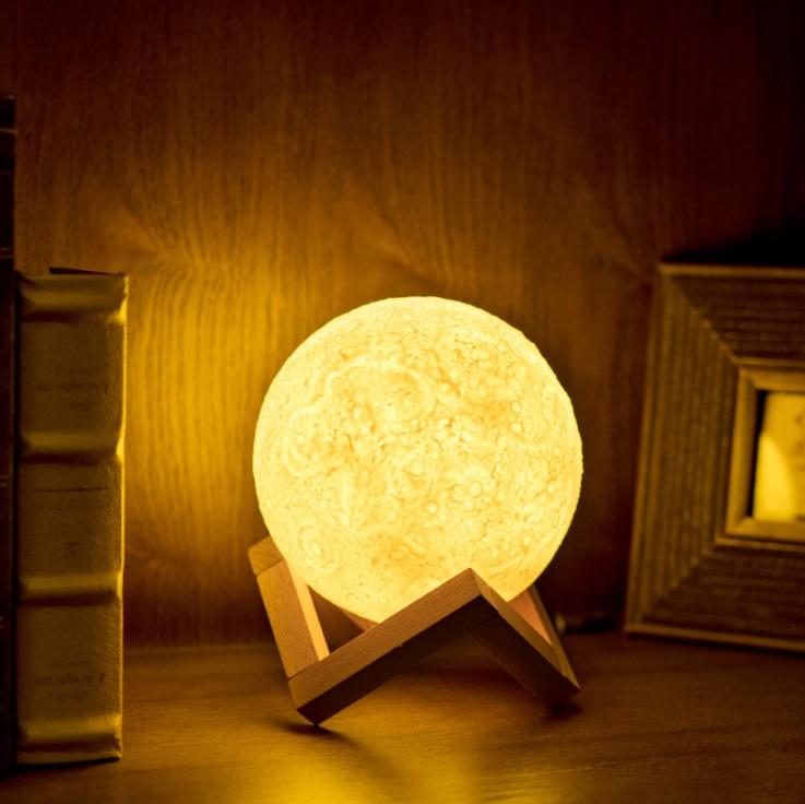 【ZM】15cm 現貨 3D月球燈 LED充電 月亮燈 月亮小夜燈 觸控拍拍 三色調光禮物ZM-00315