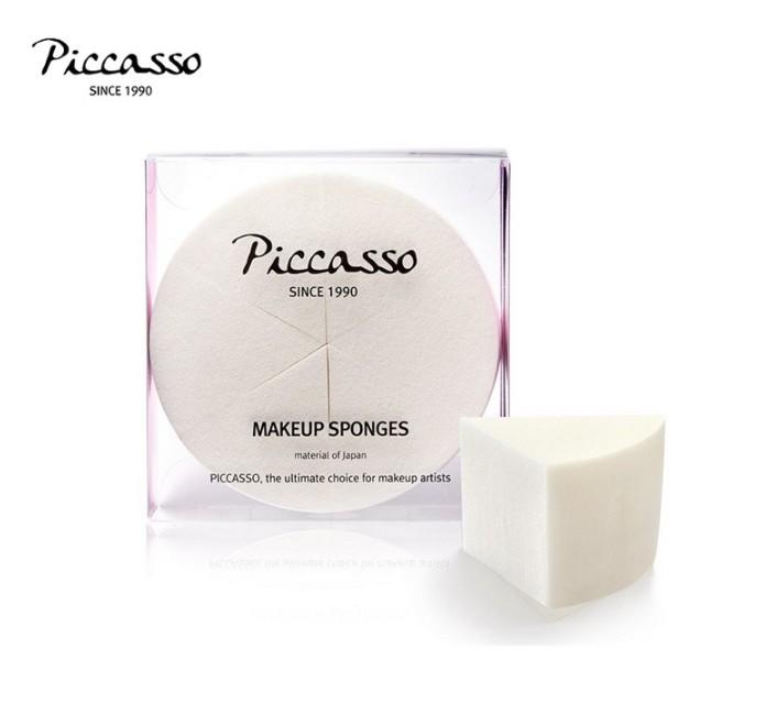 【愛來客】韓國PICCASSO 三角圓形6片裝 化妝海綿 粉撲乾濕兩用 天然海綿 海綿粉撲