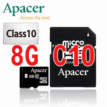 好朋友 Apacer宇瞻完整吊卡裝 microSDHC /TF CLASS10 【8GB】記憶卡 終生保 公司貨
