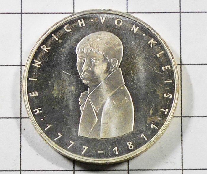 FD067 德國1977年 海因里希·馮·克萊斯特人像銀幣