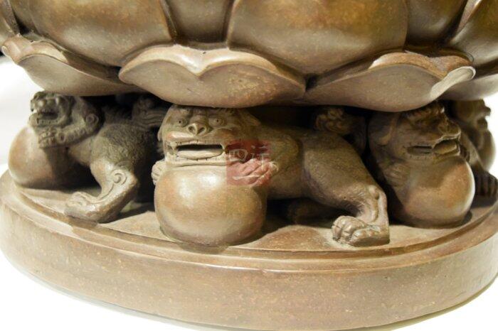 中國時代物紫泥彫親子恩情塑像置物