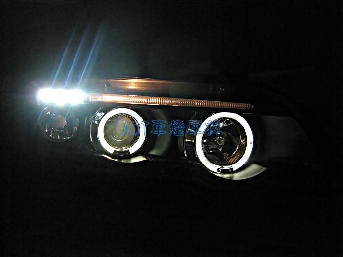 ~~ADT.車燈.車材~~BMW X5 E53 00 01 02 03 LED上燈眉 雙光圈魚眼黑底大燈一組